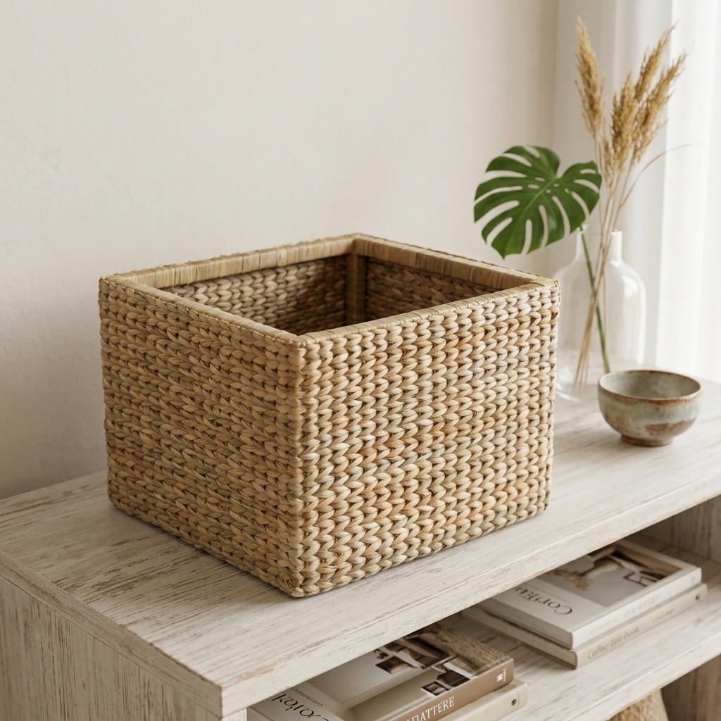 Cesto Organizador Fibra Taboa Natural 35x25x25 Cm em ambiente