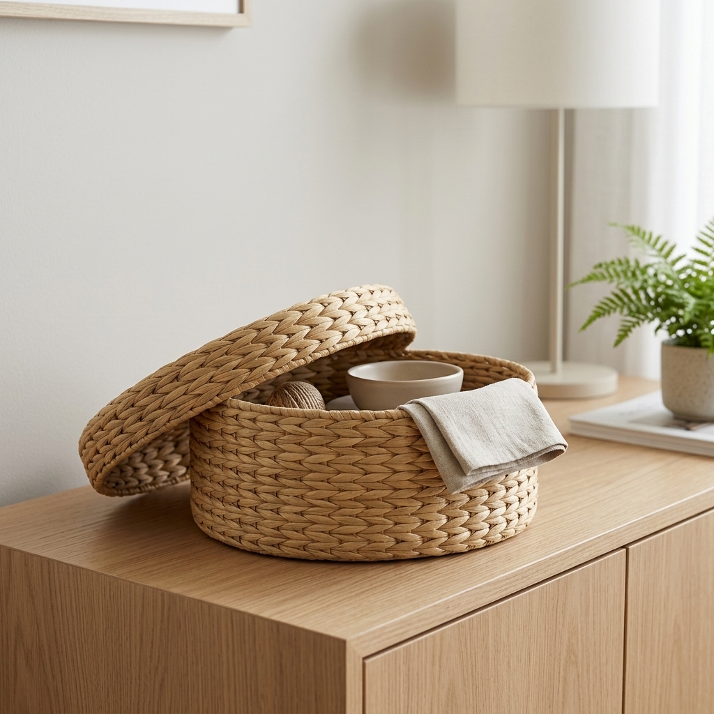 Taboa Caixa Redonda Natural 28x12 Cm em ambiente
