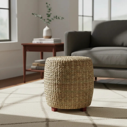 Puff Redondo Taboa Natural 43x44 Taboa Natural Cm